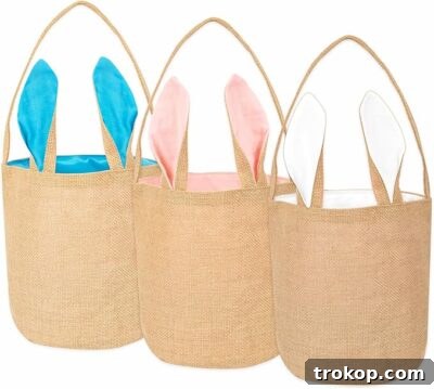 Fun and Festive Easter Baskets for Kids 11 RACHELLE'S Easter Jute Gift Bags with bunny ears, a festive yet understated option for Easter baskets.