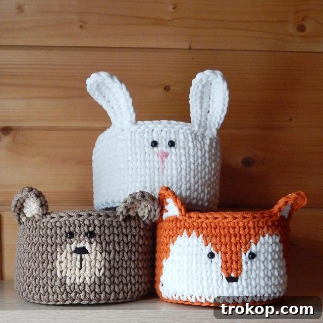 Fun and Festive Easter Baskets for Kids 13 Crochet Animal Basket, a charming choice for a baby's first Easter basket or nursery storage.