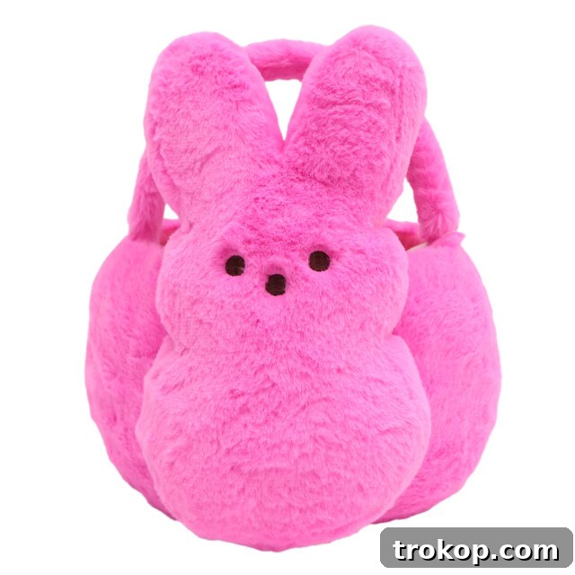 Fun and Festive Easter Baskets for Kids 19 PEEPS® 9" Pink Bunny Plush Easter Basket, a soft and adorable bunny-shaped basket.