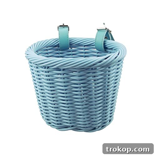 MEGHNA Woven Mini Bike Basket for Kid Bike Handlebar Bike Basket for Women Girl for Scooter,Blue Woven Mini Bike Basket for Kid Bike Handlebar, usable as a creative Easter basket alternative.