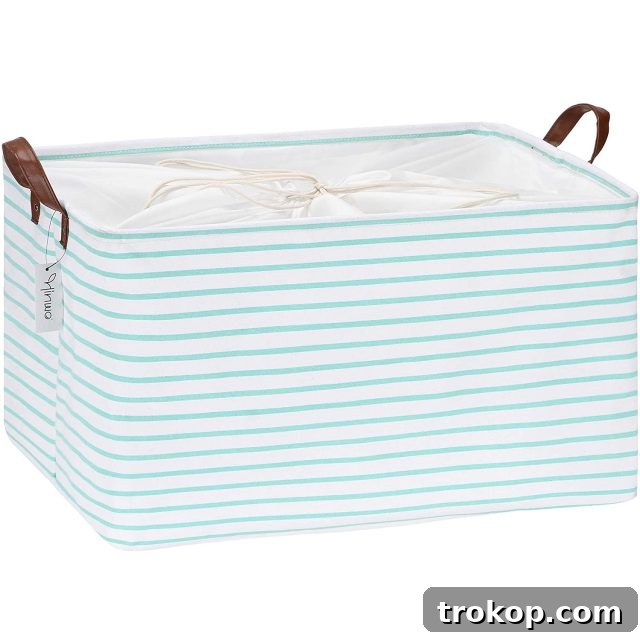 Fun and Festive Easter Baskets for Kids 6 Mint Striped Collapsible Storage Bin, a versatile and functional Easter basket for all ages.