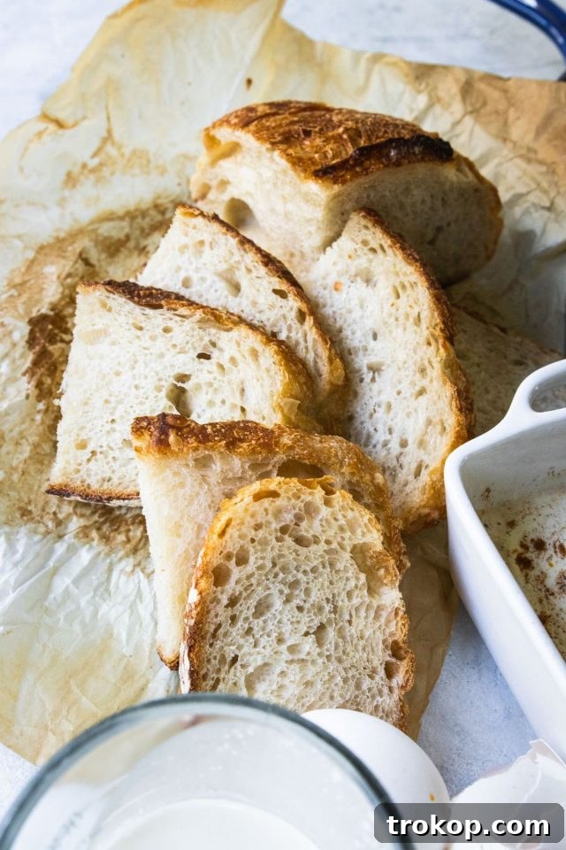 Sourdough French Toast Delight 3 Close-up of sliced sourdough bread