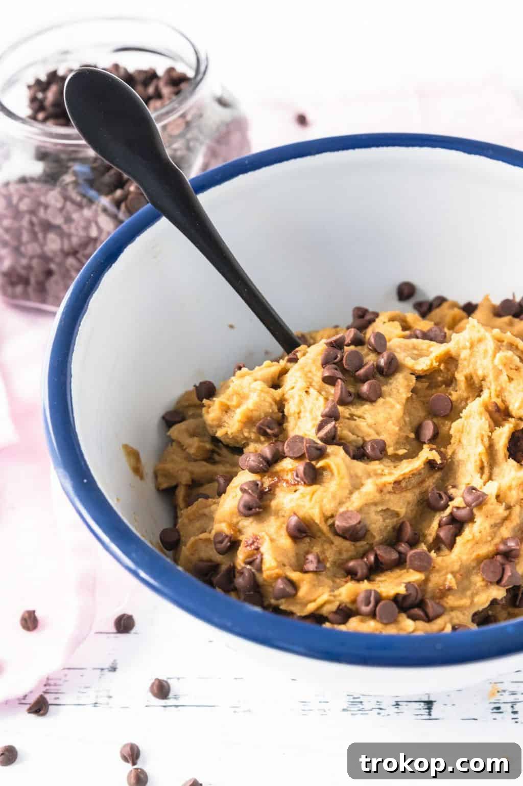 Mixed Chickpea Cookie Dough with Chocolate chips by Sugar and Cloth