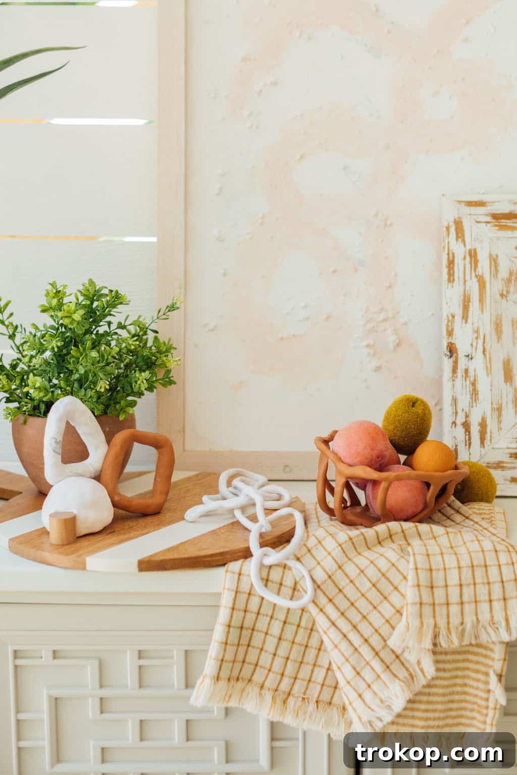 Stylish clay home decor pieces displayed together