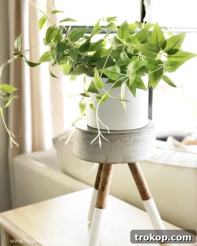 how to make a concrete plant stand