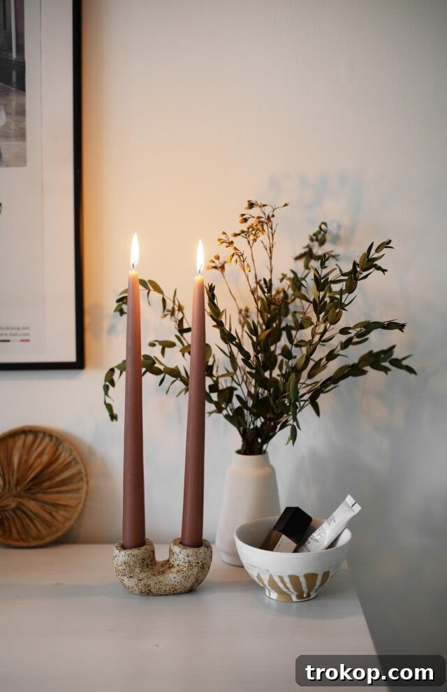 Craft Your Ambiance: 21 DIY Candle Holder Designs for a Colorful Fragrant Home 12 DIY Speckled Candle Holder by The Lovely Drawer