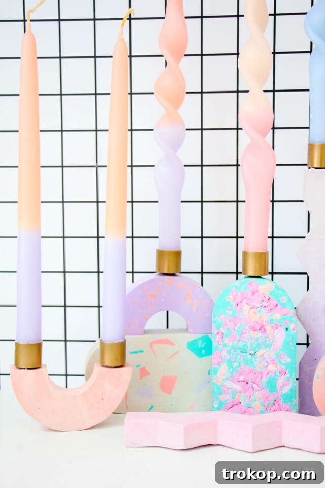 Craft Your Ambiance: 21 DIY Candle Holder Designs for a Colorful Fragrant Home 8 DIY Terrazzo Candle Holders for DIY Candleholders