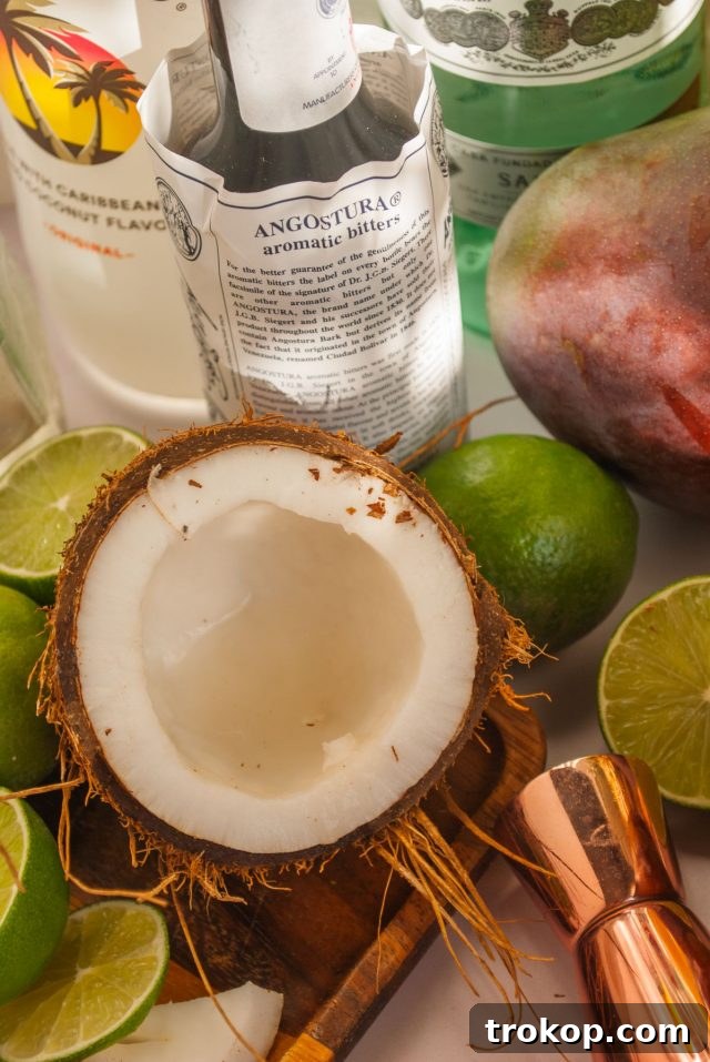 Crafting the Perfect Bacardi Rum Punch 5 bacardi superior rum - coconut sliced in half