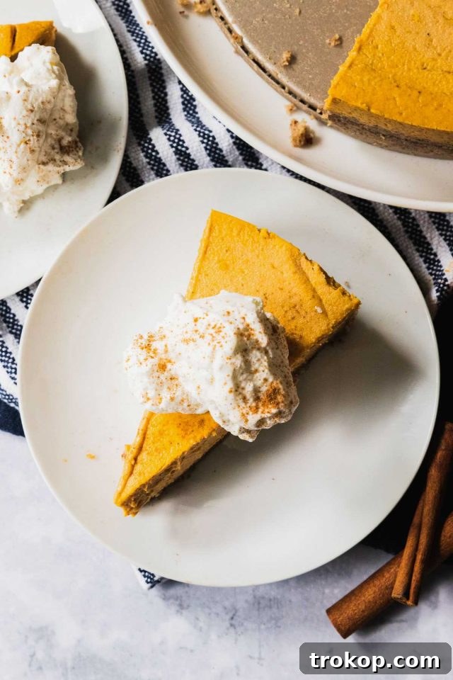 keto pumpkin treat - top view of a slice of cheese cake with whipping cream