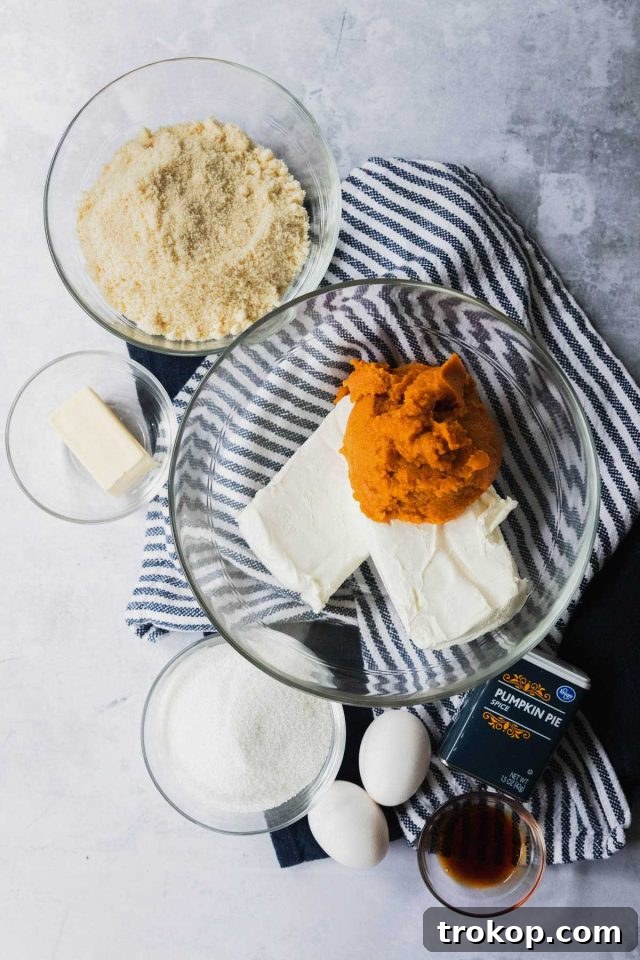 keto pumpkin - ingredients used to make pumpkin keto cheesecake