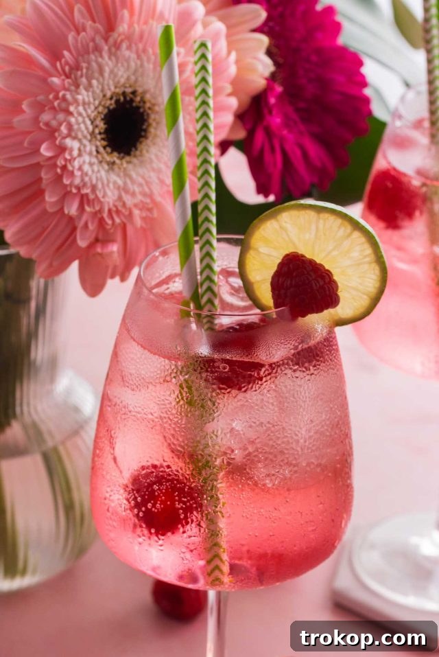 Crafting the Perfect Pink Gin Spritz 8 pink gin cocktail - close up shot cocktail with garnish