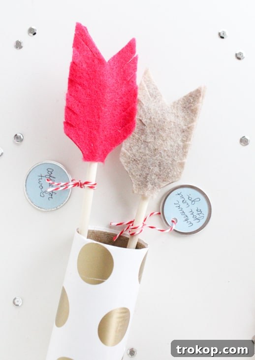 DIY date night valentine arrows