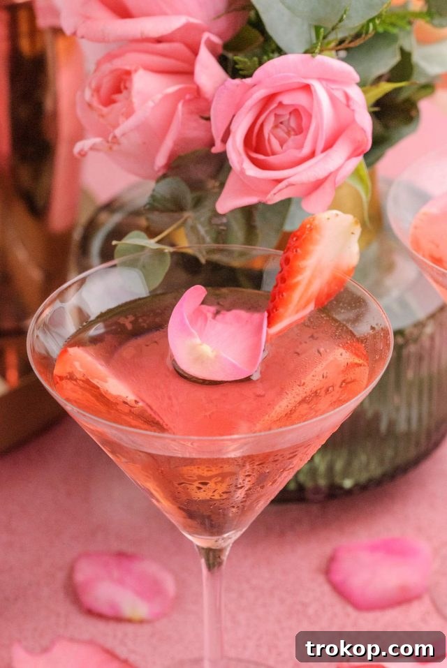 Blushing Rose Martini 5 martini rose - with a petal as garnish