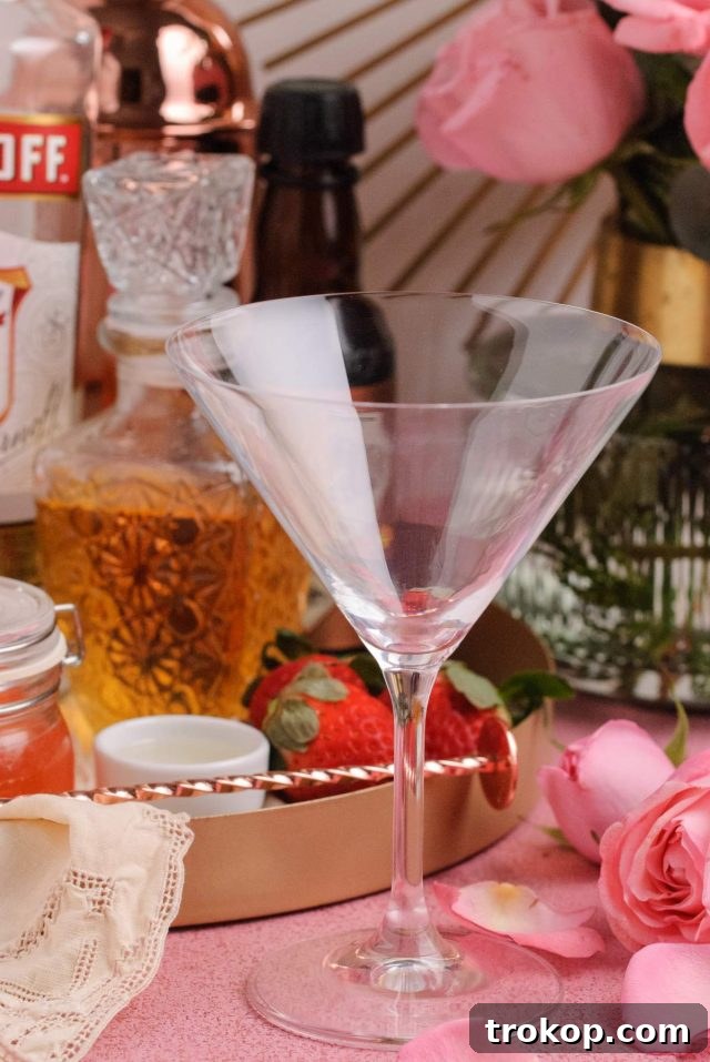 Blushing Rose Martini 7 roses martini mix - empty cup