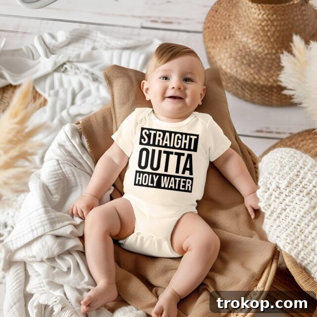 28 Heartfelt Baptism Gifts for a Special Blessing 9 Straight Outta Holy Water Onesies® Brand, Christian Baby Announcement Bodysuit, Baby Shower Gift, Catholic Baby Clothes for baptism gift ideas
