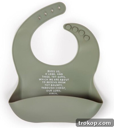 28 Heartfelt Baptism Gifts for a Special Blessing 26 Adjustable Waterproof Bib, Silicone Feeding Bib, Catholic Meal Prayer Bib with a blessing