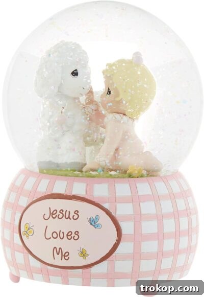 28 Heartfelt Baptism Gifts for a Special Blessing 8 Precious Moments, Jesus Loves Me, Snow Globe, Resin, Girl, 102403