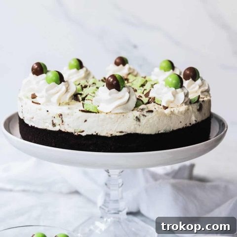 Mint Aero Cheesecake Recipe for St. Patrick's party food ideas by Sugar & Cloth