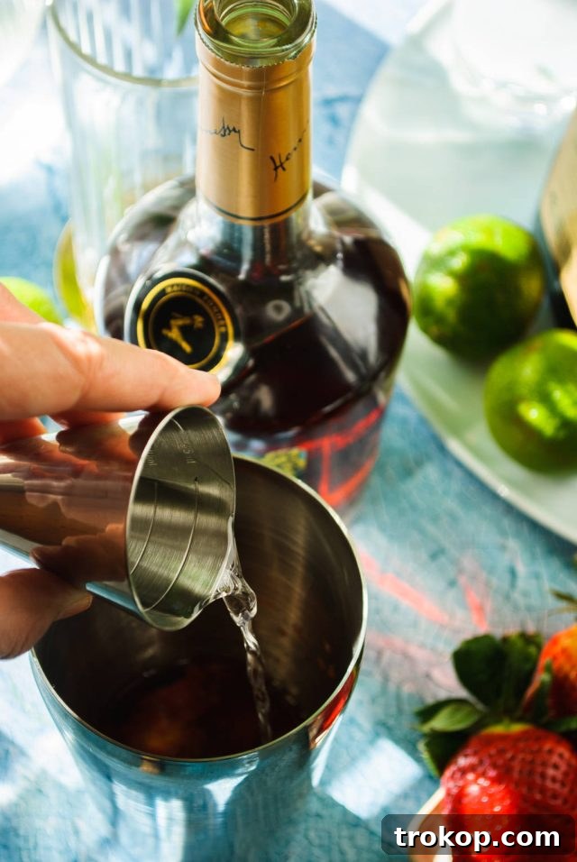 strawberry hennessy punch recipe - lime juice and cognac