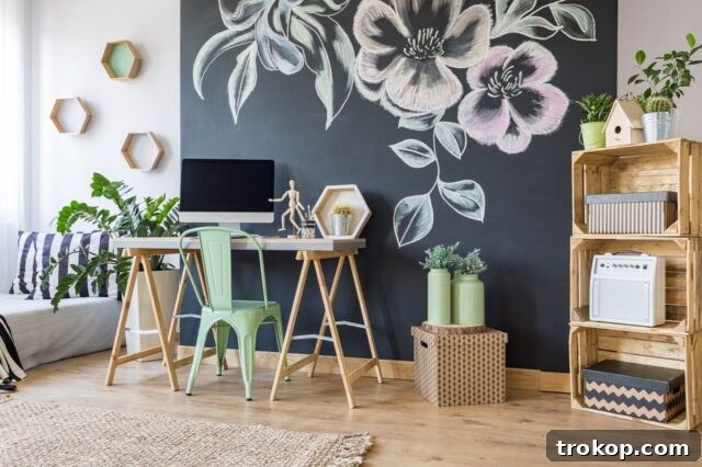 25 Dreamy Bedroom Ideas Little Girls Will Adore 14 flower Chalkboard Wall for little girls bedroom ideas