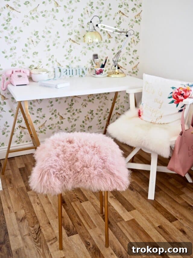 25 Dreamy Bedroom Ideas Little Girls Will Adore 16 DIY Fur Stool