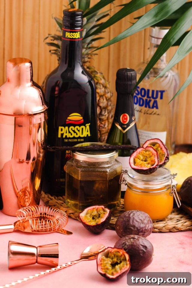Ingredients to make Passion Fruit Martini