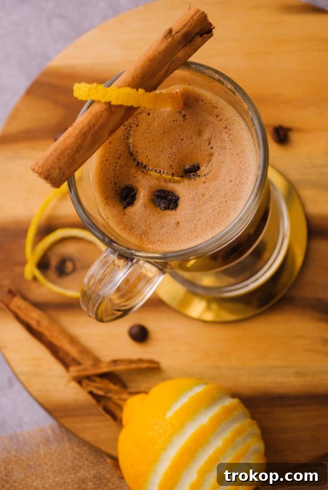 Carajillo The Ultimate Boozy Coffee Recipe 4 top view of carajillo cocktail with garnish