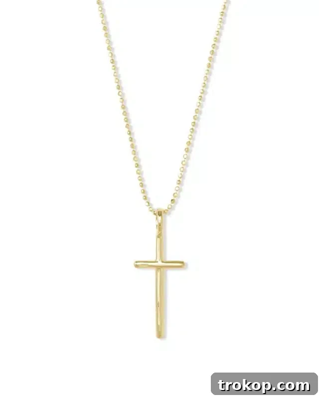 Kendra Scott Cross Charm Pendant Necklace in 18k Gold Vermeil, a minimal yet elegant spiritual gift