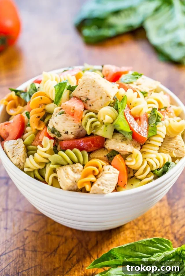 Italian Chicken Pasta Salad, perfect for summer picnics