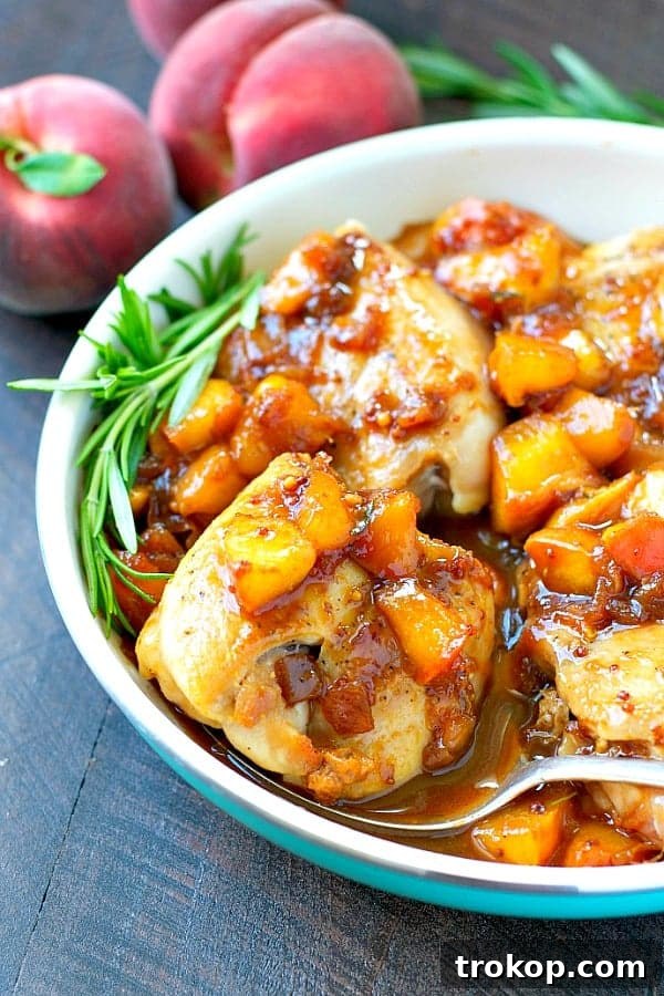 One Skillet Peach Chicken recipe, ideal for summer