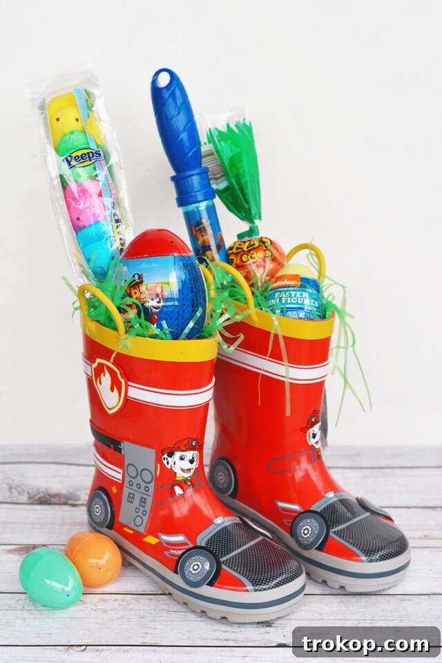 Inspiring Handmade Easter Basket Creations 11 Rain Boot Easter Basket Idea for diy Easter Basket ideas