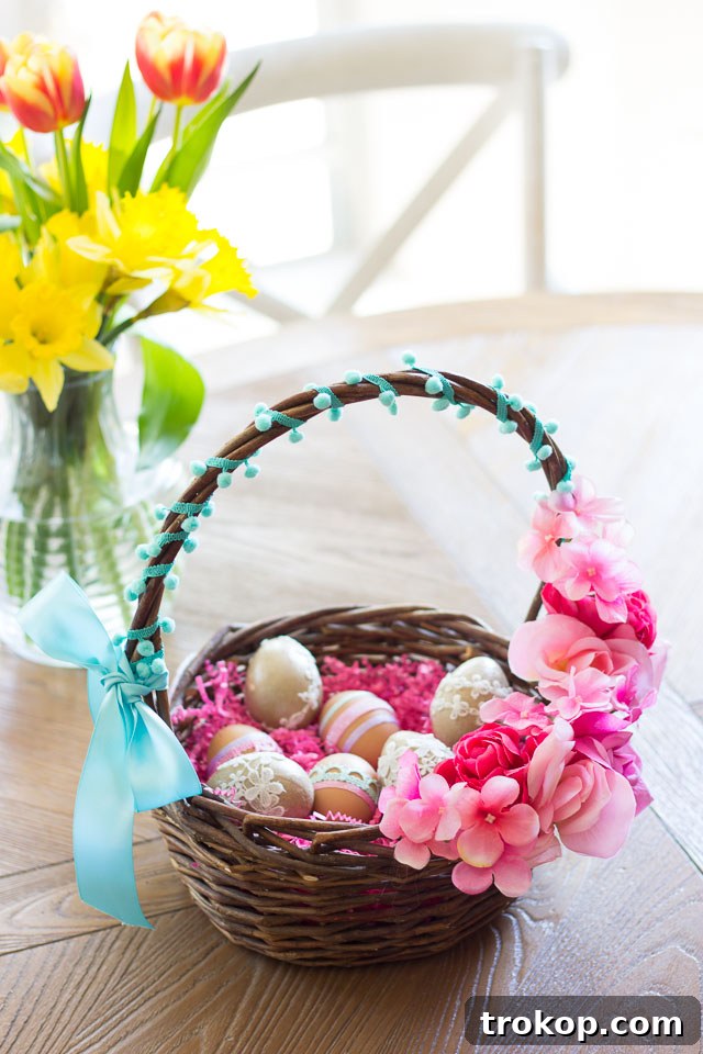 Inspiring Handmade Easter Basket Creations 12 Dollar Tree Floral Easter Basket Idea for a diy Easter Basket ideas