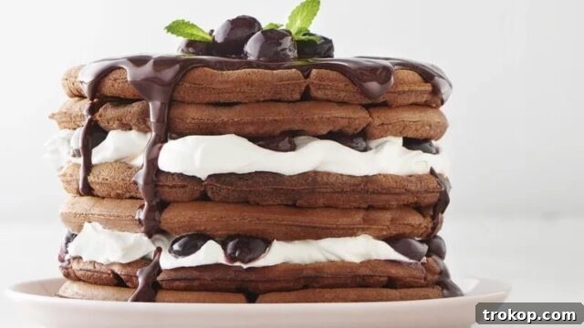 Elegant Black Forest Cherry Waffle Bisquick Cake