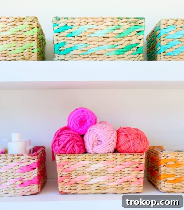DIY Dip Dyed Storage Baskets for DIY mothers day gifts
