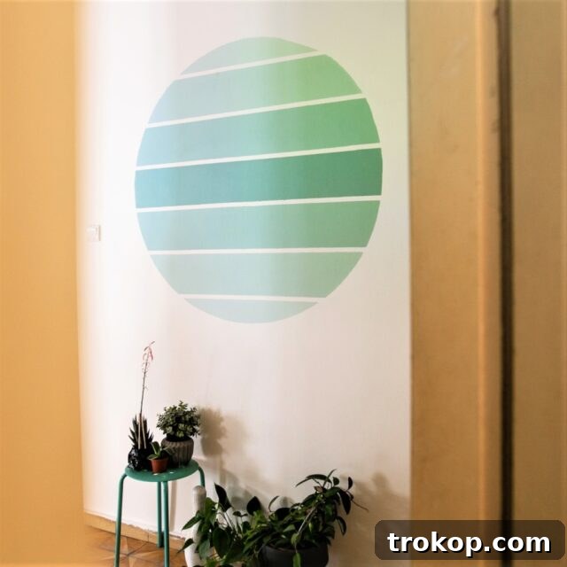 Unique Circle Ombré Wall Painting design with blending colors