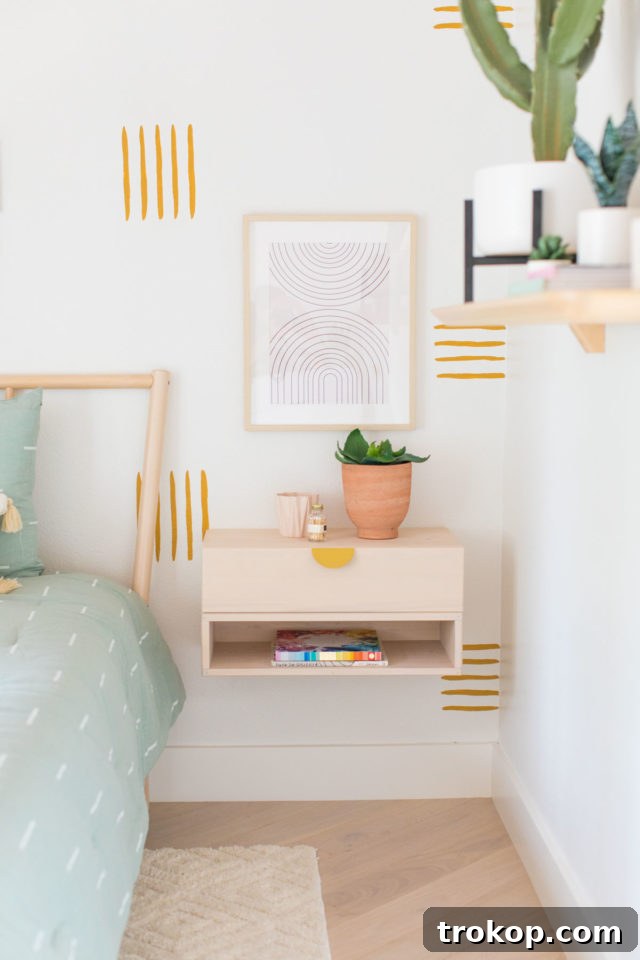 Simple yet impactful DIY hand painted dashes Accent Wall