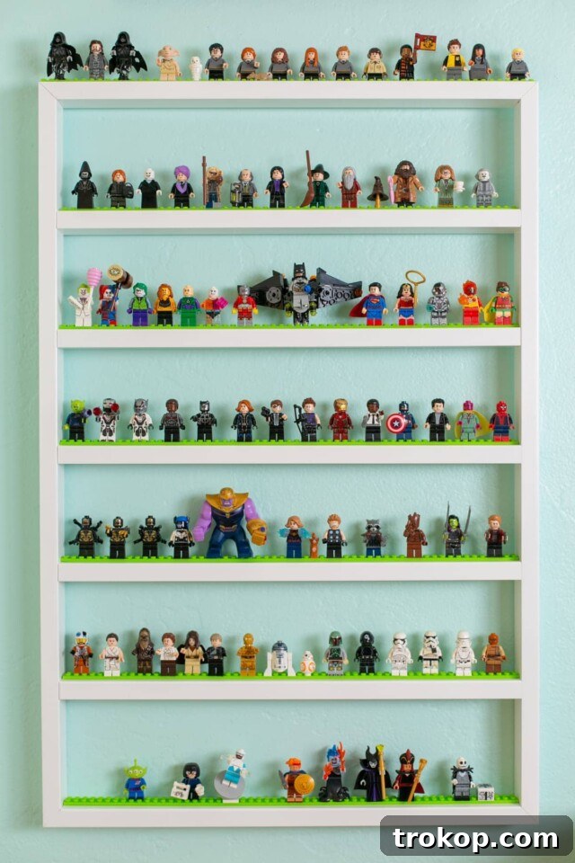 DIY LEGO Display Shelves for boys' bedroom storage