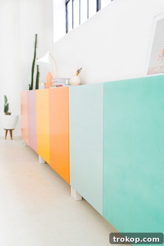 DIY color block storage for a boy's room using IKEA hacks