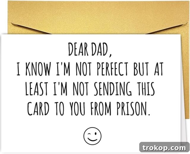 Make Dad Laugh Out Loud: Hilarious Father's Day Gift Ideas 7 Funny Father's Day Card for Dad Daddy Father Stepdad, Humorous Fathers Day Cards Gift Snarky Dad Birthday Card from Son Daughter Kids, At Least Not From...
