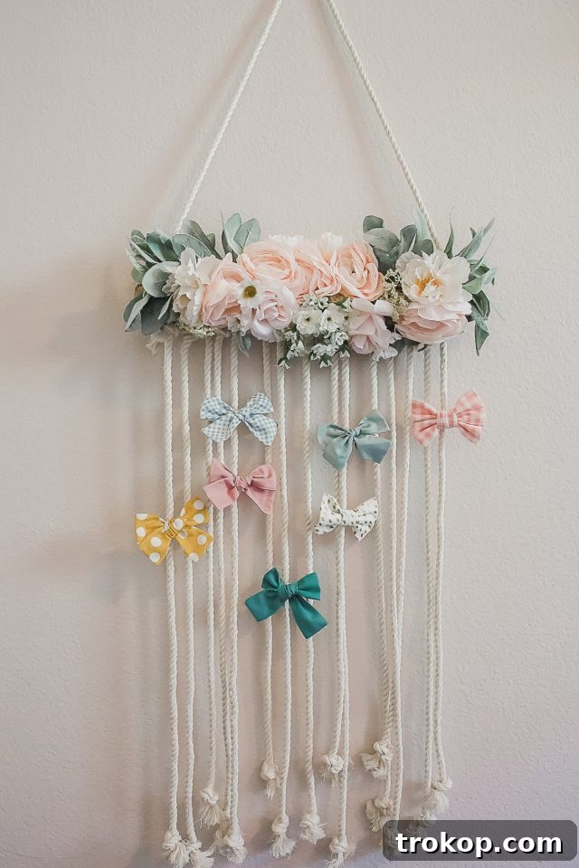 12 Stylish and Clever DIY Hair Bow Organizers 3 Stylish Macrame Bow Organizer for Hair Accessories by A Girl's Yorkie