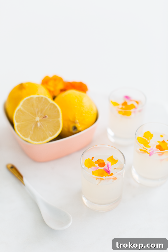 Feasting on Flowers: 19 Unique Recipes 8 Bright and Playful Edible Flower Lemon Jello Shots
