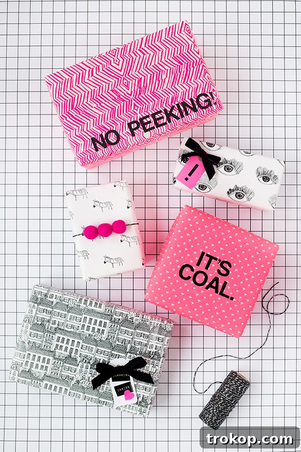 Stick On Letters for creative gift wrapping ideas