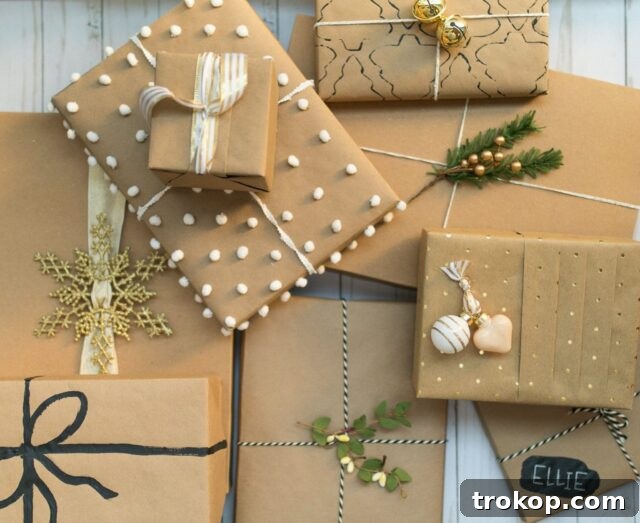 gift wrapping ideas with Kraft paper
