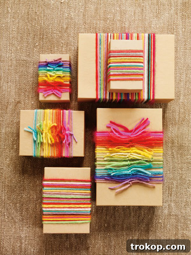 Rainbow Bright: Colorful Yarn-Tied Gift Wrapping!