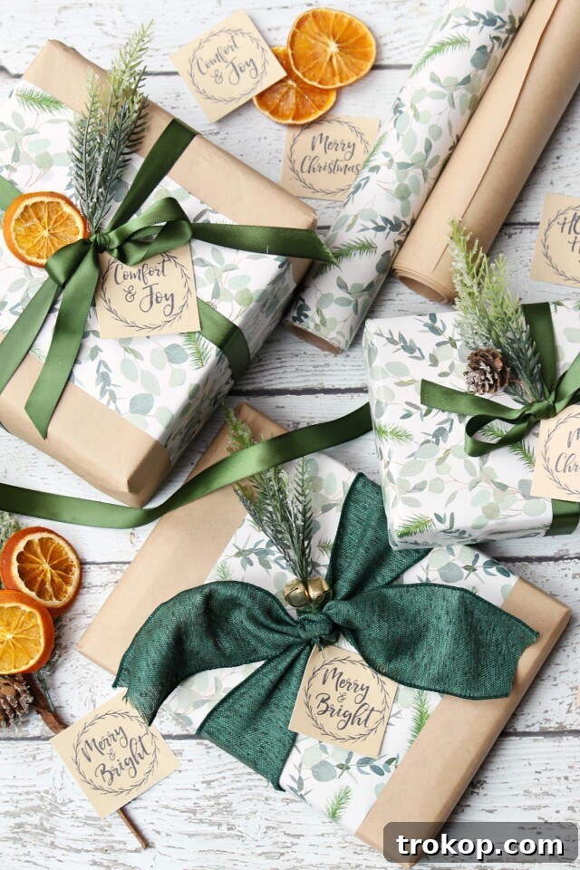 Kraft Paper Free Printable Christmas Gift Tags and Gift Wrapping Ideas