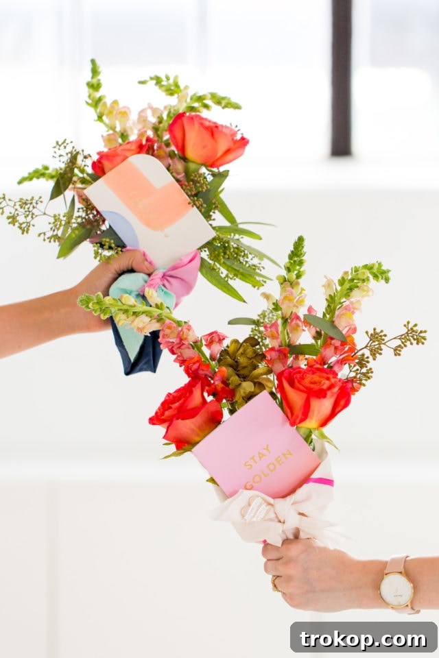 DIY Fabric Wrapped Bouquets for Gifting by top Houston lifestyle blogger Ashley Rose of Sugar & Cloth