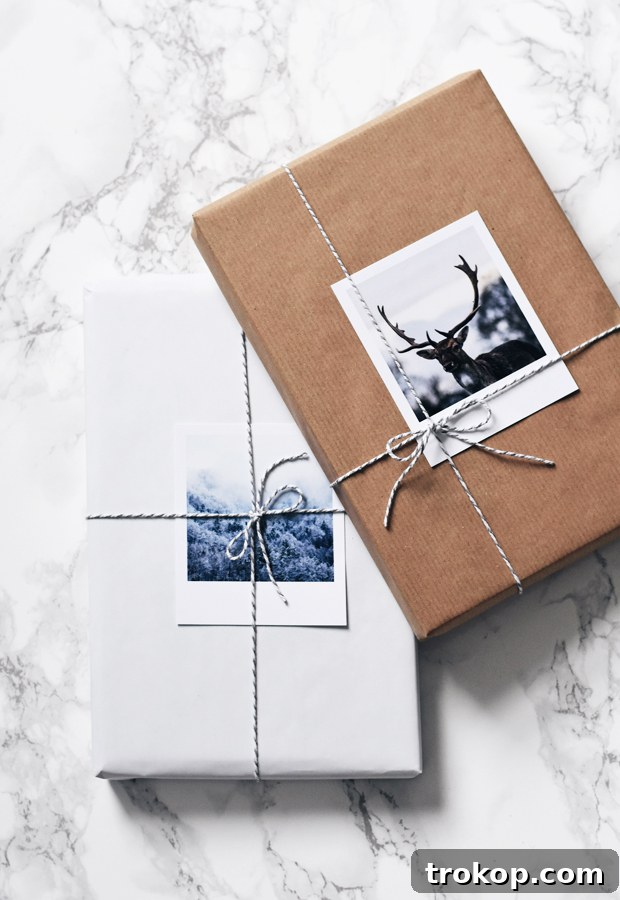 gift wrapping idea using photos