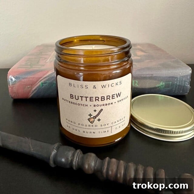 Harry Potter Gifts Every Fan Will Adore 13 Butterbrew Candle, a Harry Potter-inspired candle with butterscotch scent.