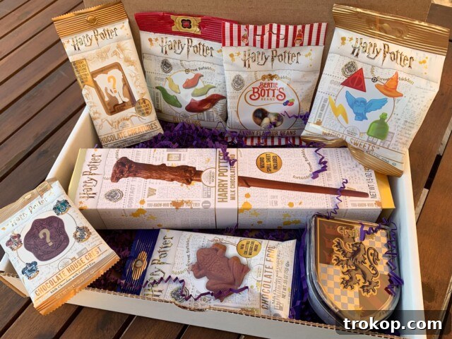 Harry Potter Gifts Every Fan Will Adore 28 Harry Potter Gift Box with chocolate wand, Bertie Bott's jelly beans, and magical sweets.