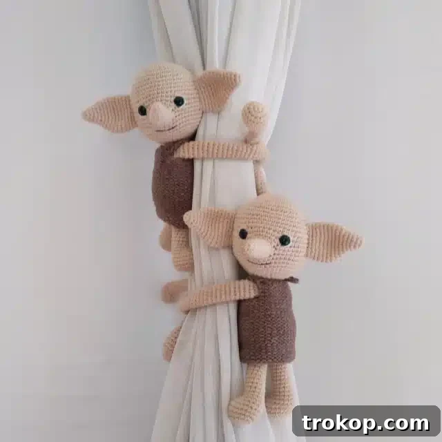 Harry Potter Gifts Every Fan Will Adore 29 Dobby the House Elf Crocheted Curtain Tie Back for nursery or kid's room.